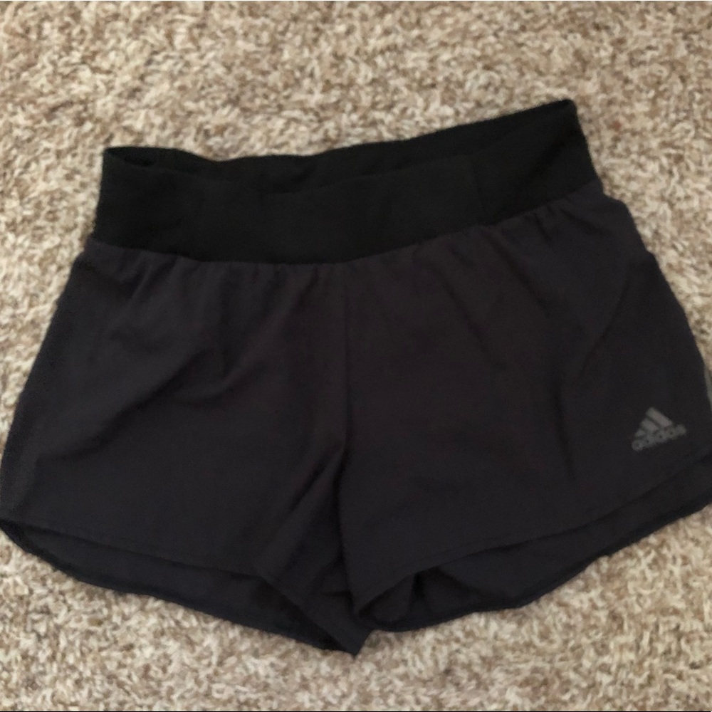 Dark charcoal adidas running shorts